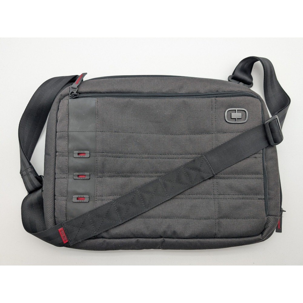 OGIO International Messenger Bag Gray Crosshatch Laptop Shoulder Bag Padded